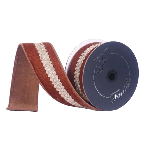 2.5" Diamond Garland Ribbon – Pecan | 10 Yards, shoptreeboutiquecom