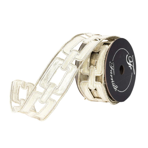 2.25" Platinum Christmas Chain Ribbon \ 5 yards, shoptreeboutique.com