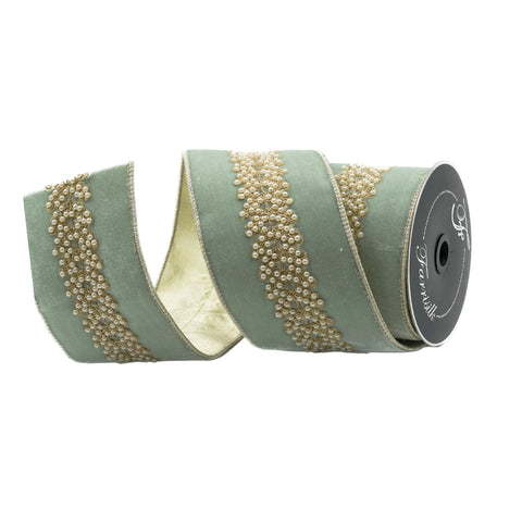 4" Royal Pearl Vine Ribbon – Light Blue | 5 Yards, shoptreeboutique.com