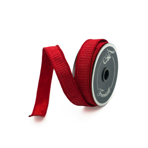 1" Red Pleated Metallic Ribbon \ 10 yards, shoptreeboutique.com