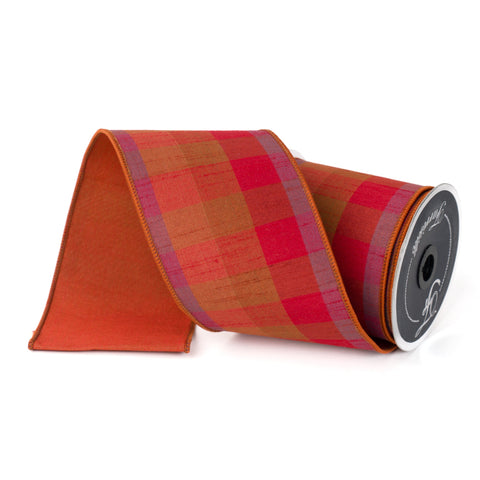 4" Multi Harvest Plaid Ribbon \ 10 yards, shoptreeboutique.com
