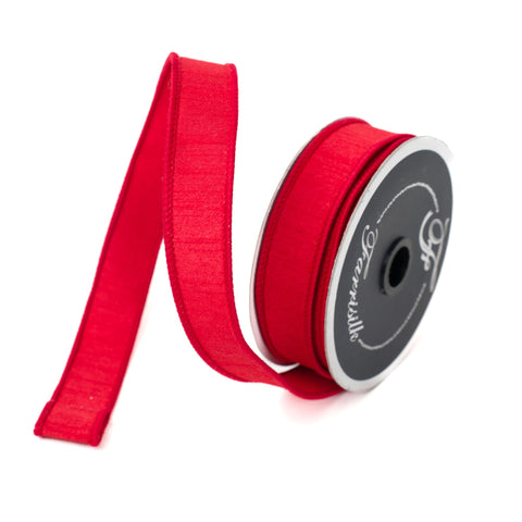 1" Red Dupion Ribbon \ 10 yards, shoptreeboutique.com