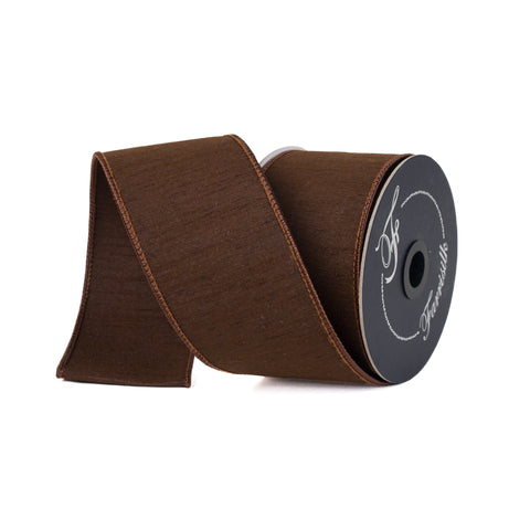 2.5" Chocolate Dupion Ribbon \ 10 yards, shoptreeboutique.com
