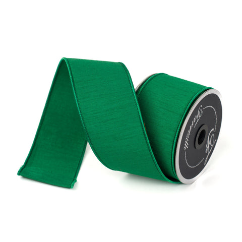 2.5" Emerald Dupion Ribbon \ 10 yards, shoptreeboutique.com