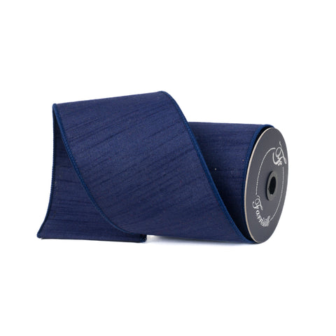 4" Navy Dupion Ribbon \ 10 yards, shoptreeboutique.com