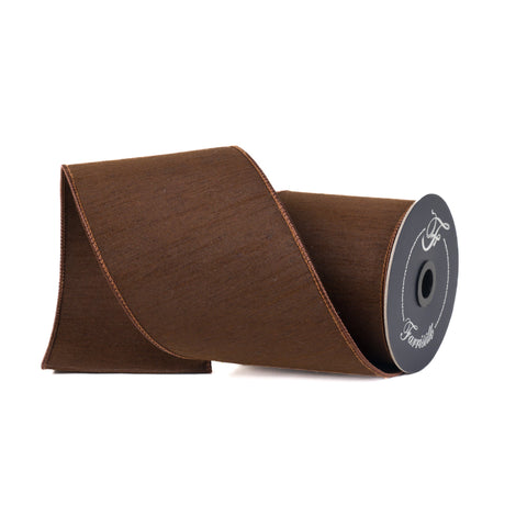 4" Chocolate Dupion Ribbon \ 10 yards, shoptreeboutique.com