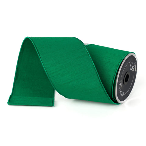4" Emerald Dupion Ribbon \ 10 yards, shoptreeboutique.com