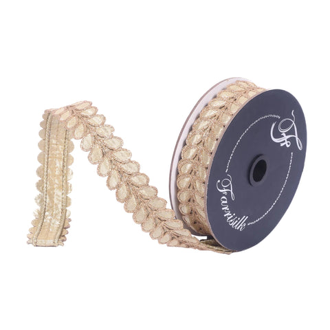 1" Gilded Garland Ribbon – Gold | 10 Yards, shoptreeboutique.com