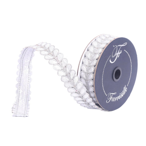 1" Gilded Garland Ribbon – Silver | 10 Yards, shoptreeboutique.com