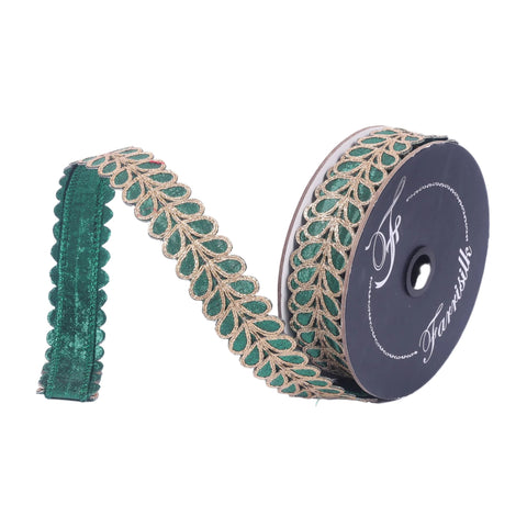 1" Emerald Gilded Garland Ribbon \ 10 yards, shoptreeboutique.com