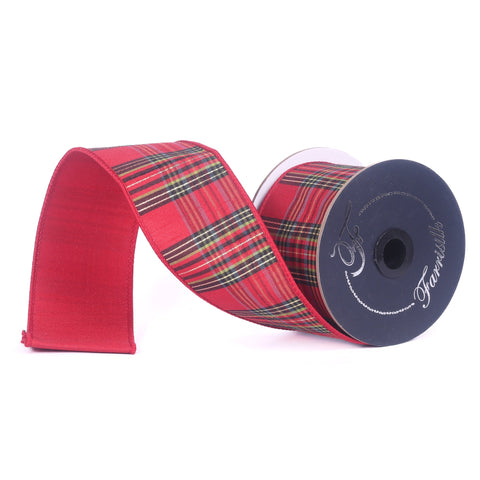 2.5" Red Lime Black Christmas Plaid Ribbon \ 10 yards, shoptreeboutique.com