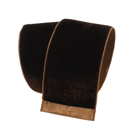 4" Chocolate Velvet Luster Ribbon \ 10 yards, shoptreeboutique.com