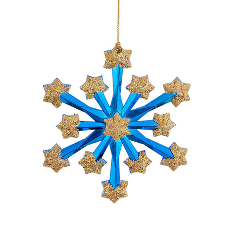Blue Fireworks Snowflake Ornaments - Assorted by Kurt Adler, shoptreeboutique.com
