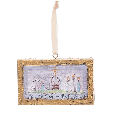 3" MDF Hand-Painted Glory to God Christmas Ornament, shoptreeboutique.com