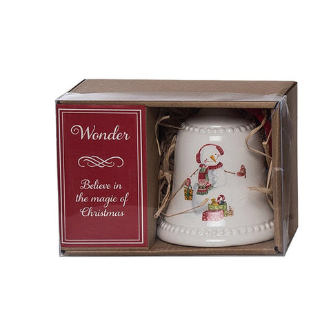 Ceramic Christmas Bell with Snowman, shoptreeboutique.com