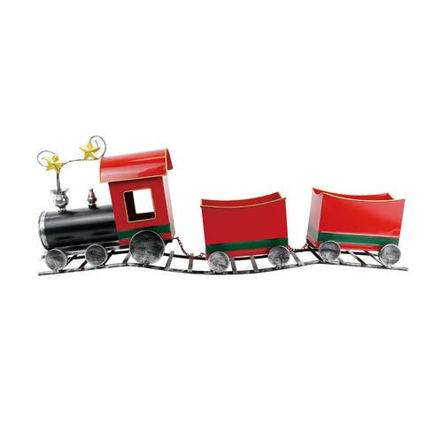 Large Metal Red Christmas Train on Track, shoptreeboutique.com
