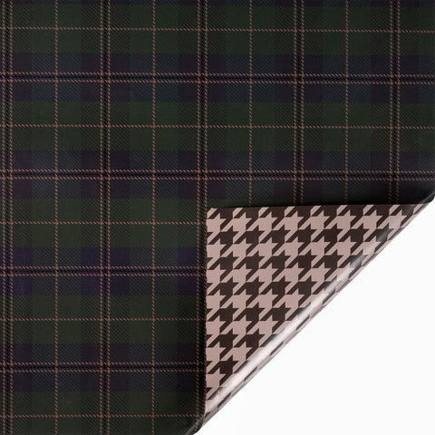 30" Fashion Plaid and Brown Herringbone Reversible Wrapping Paper | 10 ft., shoptreeboutique.com