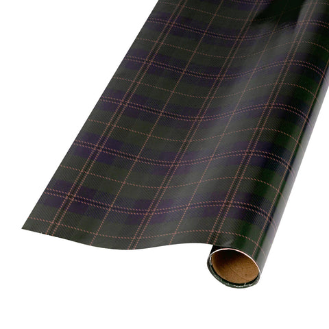 30" Fashion Plaid and Brown Herringbone Reversible Wrapping Paper | 10 ft., shoptreeboutique.com