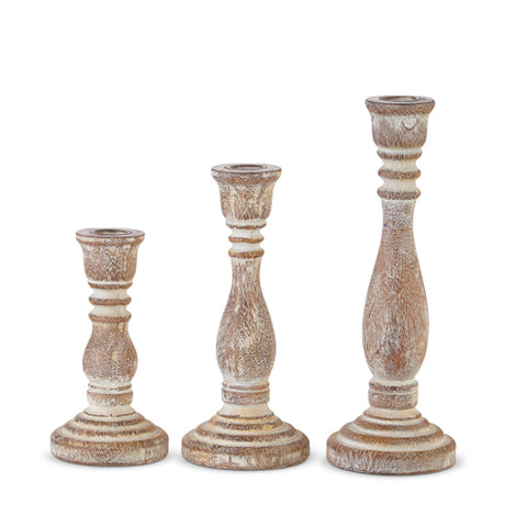 Wooden Candle Sticks- Set of 3