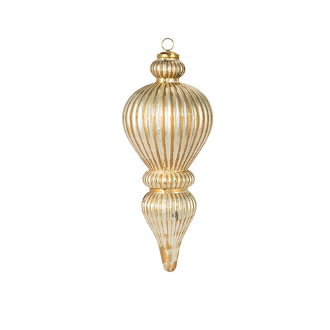 16" Light Gold Glass Finial Ornament, shoptreeboutique.com