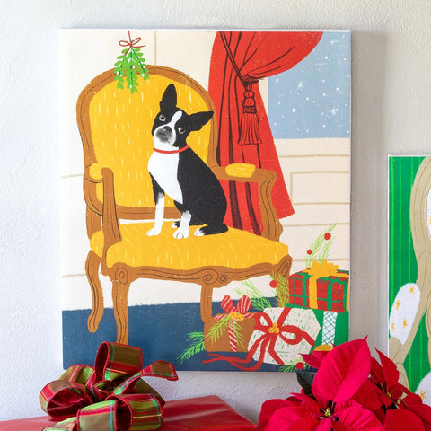 24" Noelle the French Bulldog on Chair Canvas Print, shoptreeboutique.com