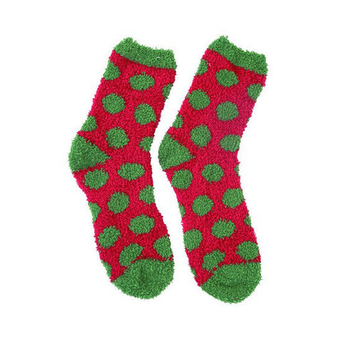 Socks in Acrylic Ball Ornament - Red with Green Dots, shoptreeboutique.com