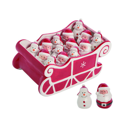 Dolomite Santa and Snowman Salt and Pepper Shaker Display, shoptreeboutique.com