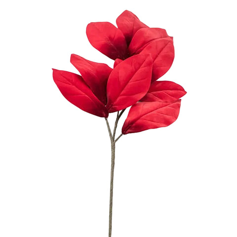32" Velvet Magnolia Leaf Stem - Red, shoptreeboutique.com