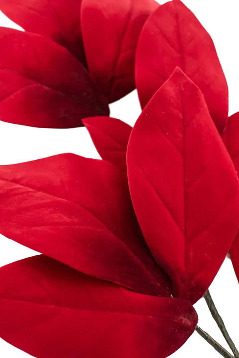 32" Velvet Magnolia Leaf Stem - Red, shoptreeboutique.com