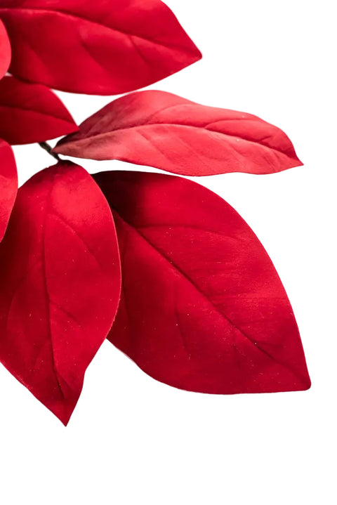 32" Velvet Magnolia Leaf Stem - Red, shoptreeboutique.com