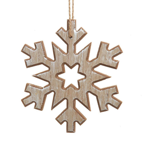 Small Wooden Christmas Snowflake Ornament by Kurt Adler, shoptreeboutique.com