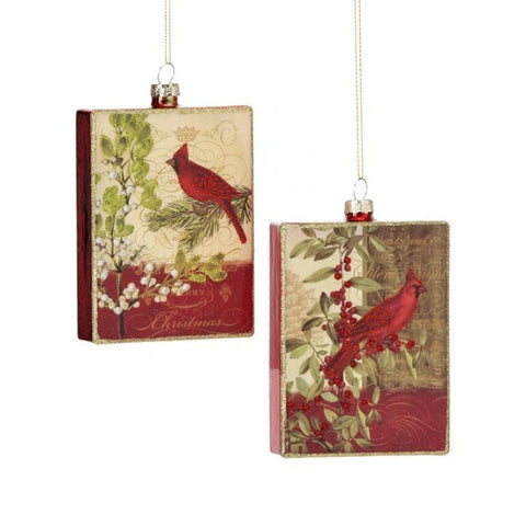 5.5" Glass Square Cardinal Ornament