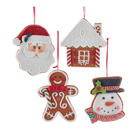 Gingerbread, Santa, Snowman and House Ornaments, Set of 4, thetreeboutique.ai