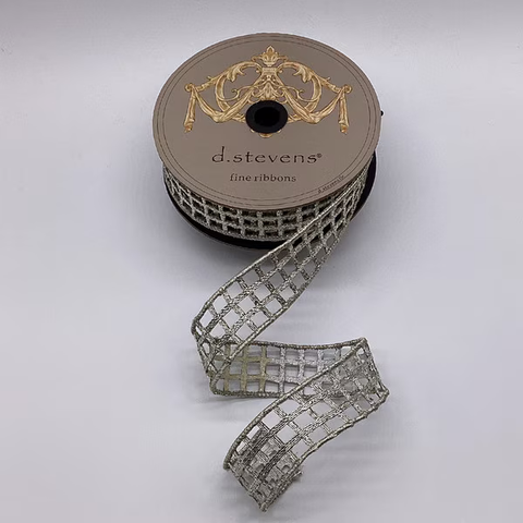 1.5” x 10yds metallic window pane, platinum 05-1716