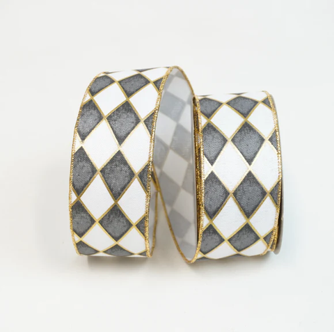 ANTIQUE DIAMONDS BLACK & WHITE 2.5"X10YRD RA239-92