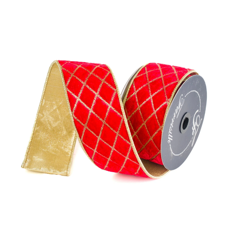 METALLIC DIAMOND RED AND GOLD 2.5"X10 YRD RG453-02