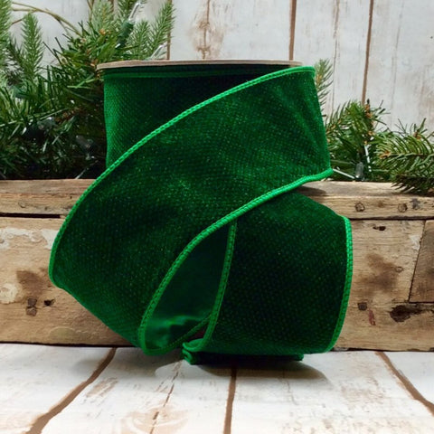 2.5“ x 10yds velvet Ribbon, black-green
