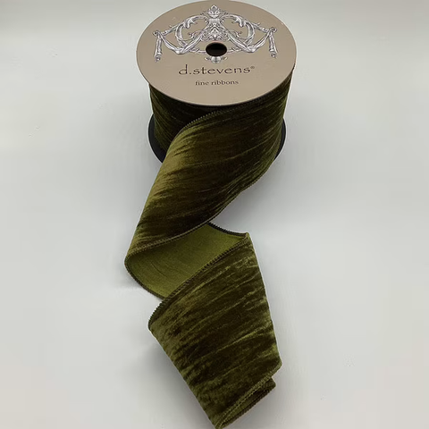 4” x 10yds velvet vintage chic satin back, pine 36-1129