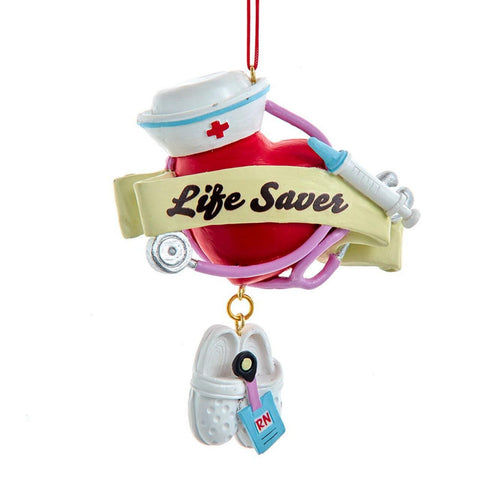 "Life Saver" Nurse Heart with Shoes Ornament by Kurt Adler, shoptreeboutique.com