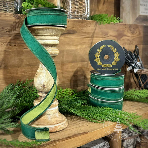 1" Emerald Green Wired Edge Ribbon, shoptreeboutique.com