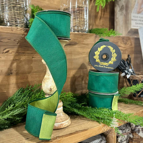 2.5" Emerald Green Wired Edge Ribbon, shoptreeboutique.com