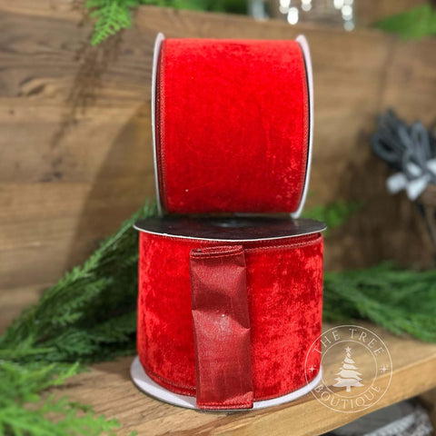 4" Red Velvet Metallic Dupion Fused, shoptreeboutique.com