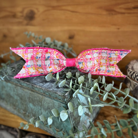 Pink Tweed Bow, shoptreeboutique.com