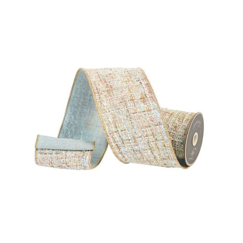 4" Sweetheart Tweed Ribbon in Light Blue | 10 Yards