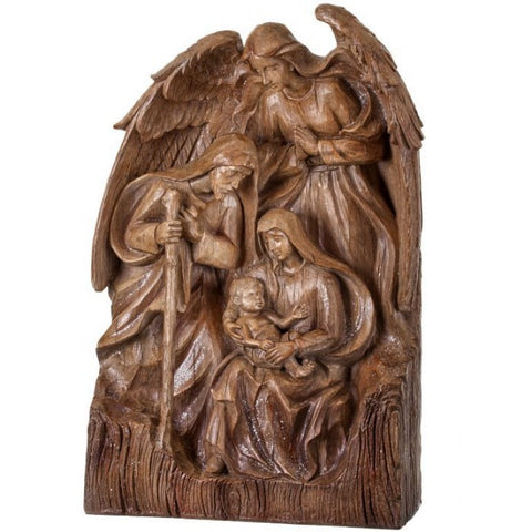 18" Resin Wood Look Angel with Holy Family