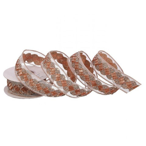 2"x5yd Sheer Beaded Pave Ribbon