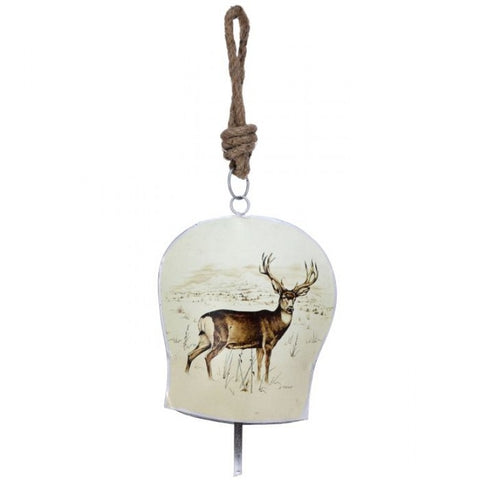 7" Metal Bell Deer Ornament