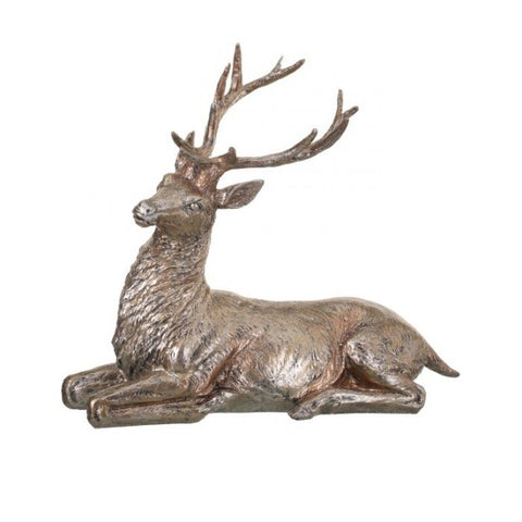 14" Resin Glitter Laying Deer