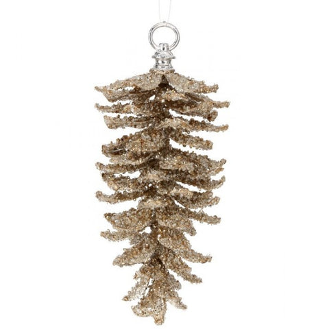 10" Glitter Iced Pinecone Ornament